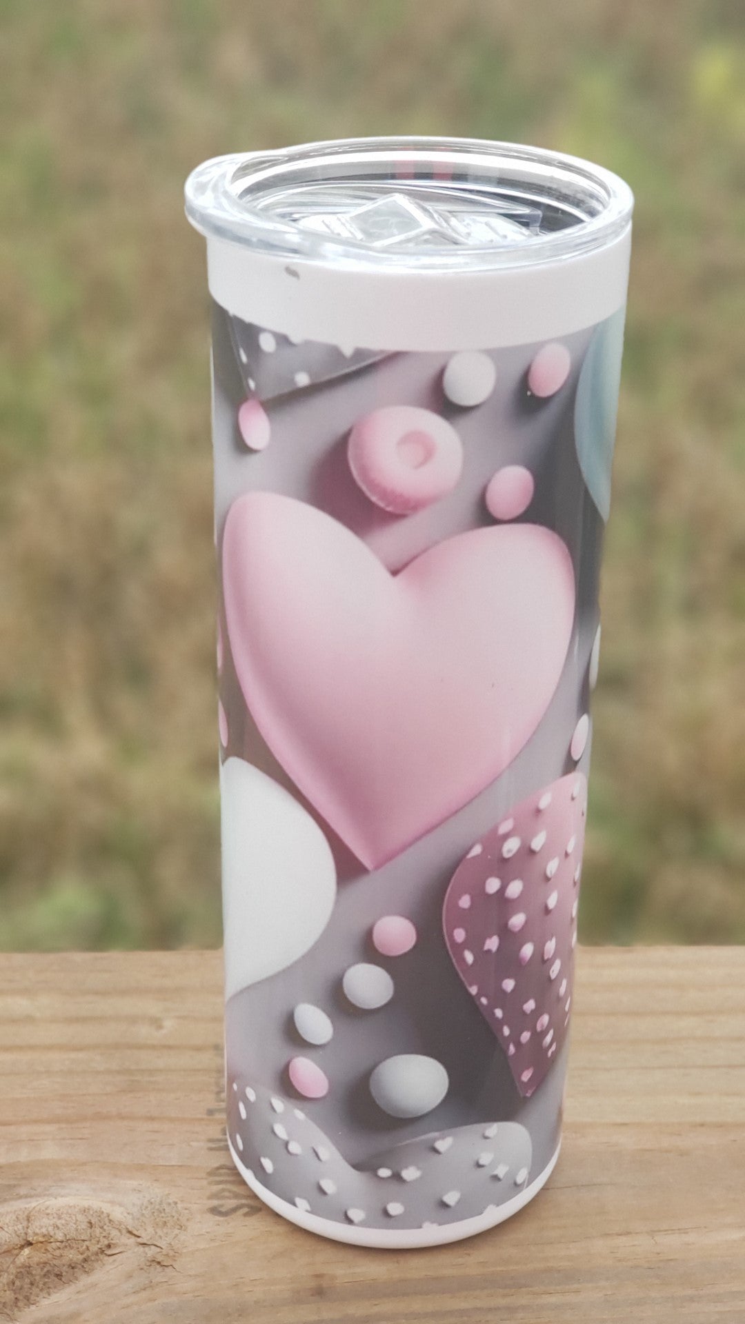 Tumbler - Pink and Gray Hearts