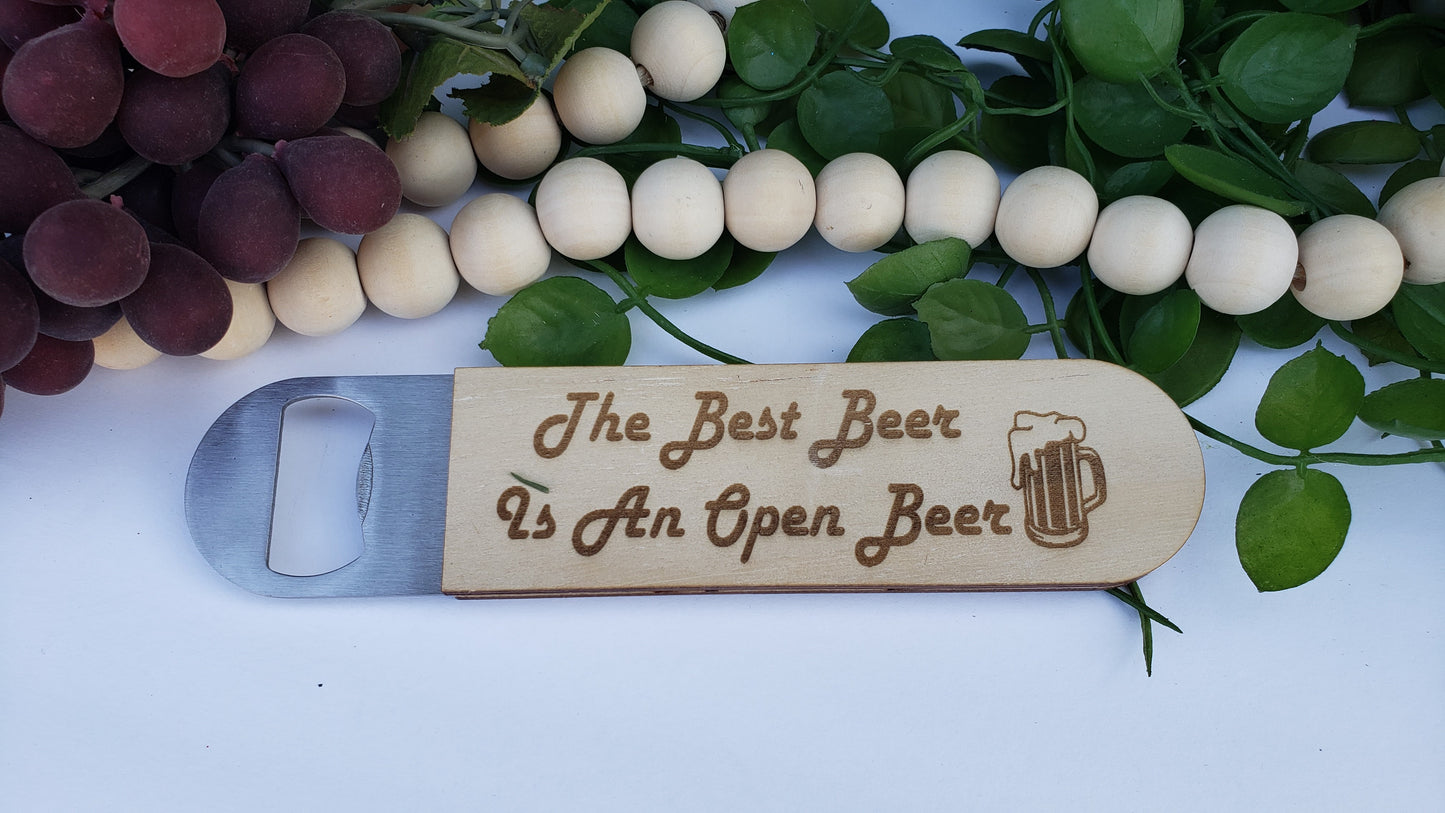 bottle opener cap bartender gift wedding customized personalized wood thick pocket beer