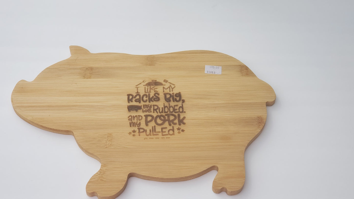 Cutting Board Pig- Bamboo - I like my racks big (alternate)