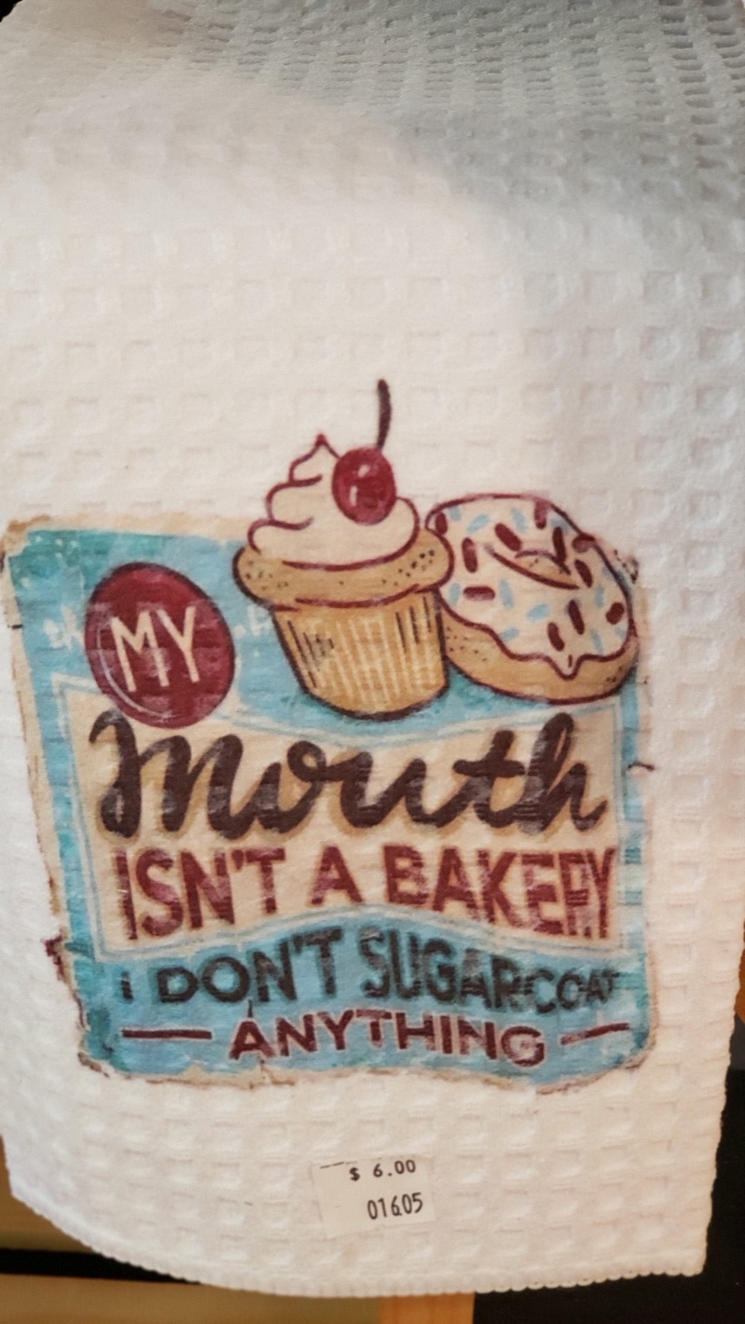 Waffle Towel -  My mouth is not a bakery