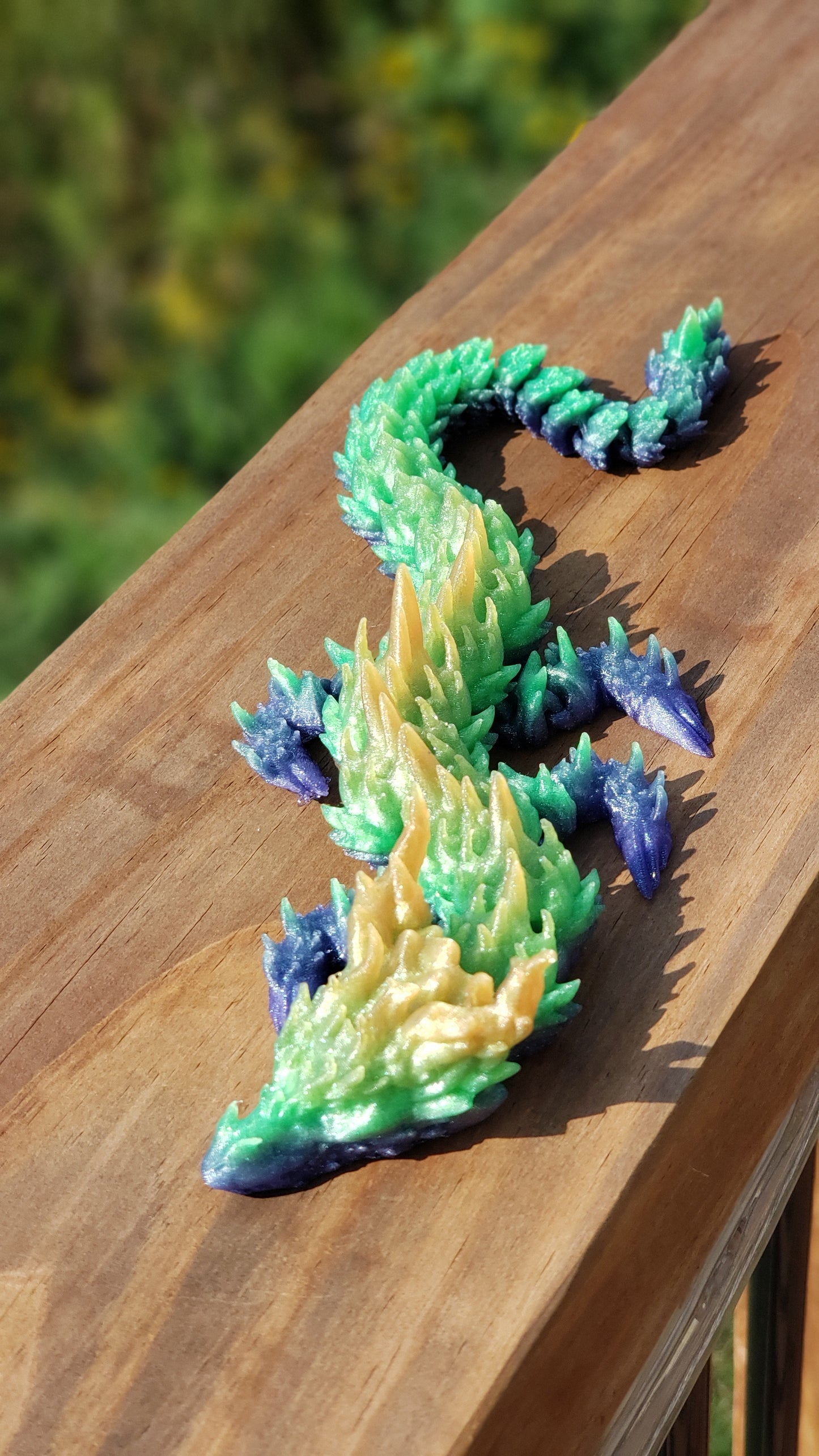 3D Printed Dragon, Multi-Color, Colorful, Articulating, Cheap, Inexpensive, Gift, Present, Filament, Color Changing, Long, Large, toy, animal, rainbow, blue , green yellow