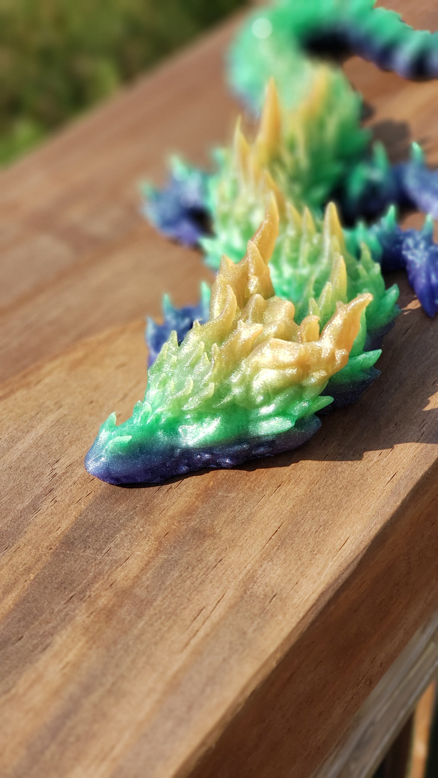 3D Printed Dragon, Multi-Color, Colorful, Articulating, Cheap, Inexpensive, Gift, Present, Filament, Color Changing, Long, Large, toy, animal, rainbow, blue , green yellow