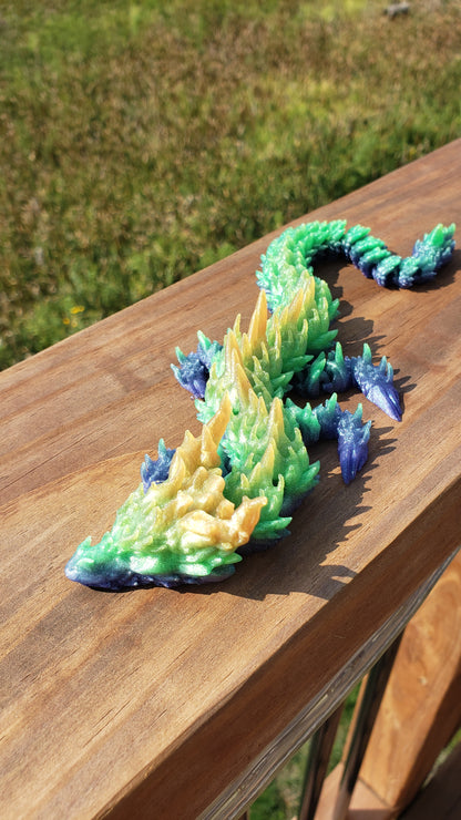 3D Printed Dragon, Multi-Color, Colorful, Articulating, Cheap, Inexpensive, Gift, Present, Filament, Color Changing, Long, Large, toy, animal, rainbow, blue , green yellow