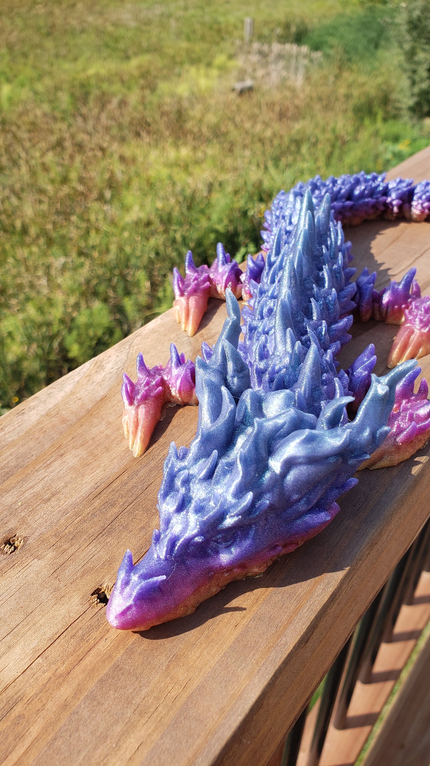 3D Printed Dragon, Multi-Color, Colorful, Articulating, Cheap, Inexpensive, Gift, Present, Filament, Color Changing, Long, Large, toy, animal, rainbow, purple, pink, orange