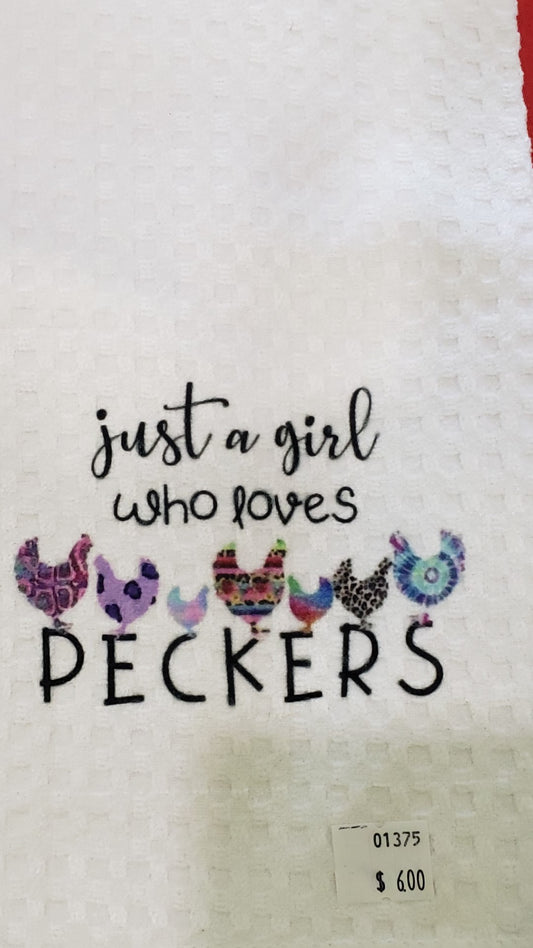 Waffle Towel - Just a Girl who loves Peckers