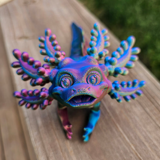 3D Printed Axolotl Minnesota Dragon  Muti color, Iridescent, color changing, rainbow colors, toy, cheap, inexpensive, colorful, articulating