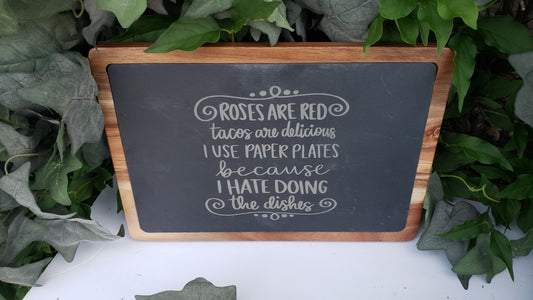 Slate Board - 13x9 No Handle - Roses are Red