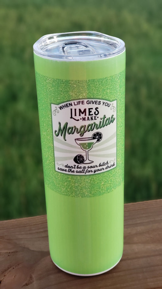 Tumbler - When life gives you limes, make margaritas (stripes)